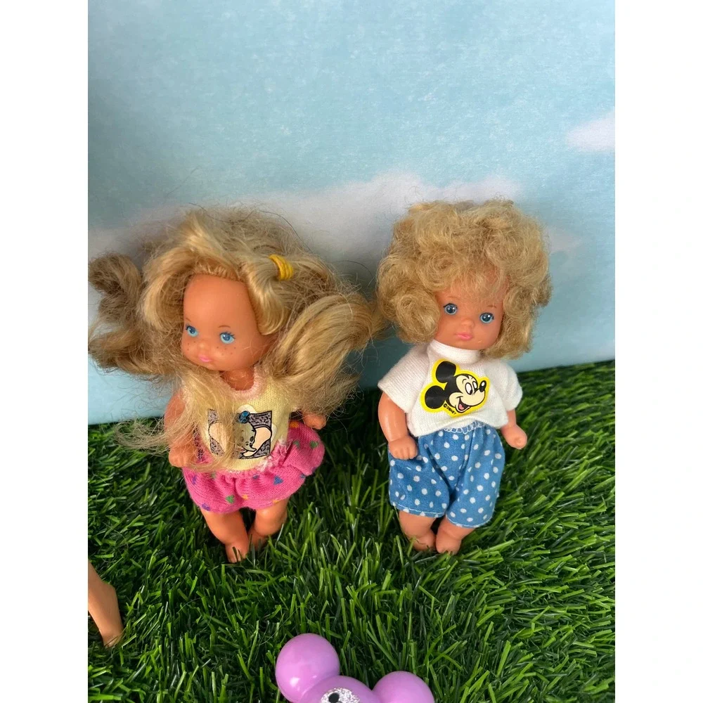 Vintage Barbie Disneyland Doll Set with 2 Toddlers Mickey Ears Balloons 1990s